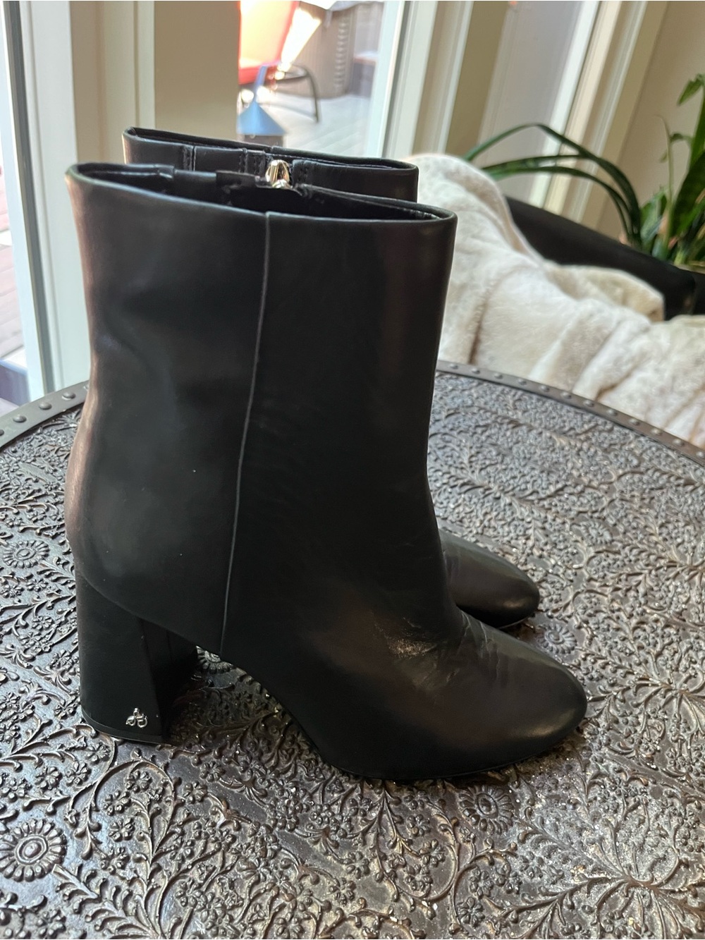 NEW SAM EDELMAN SIGNATURE COLLECTION DONNA BLACK LEATHER BOOTIES 8 - Picture 8 of 13